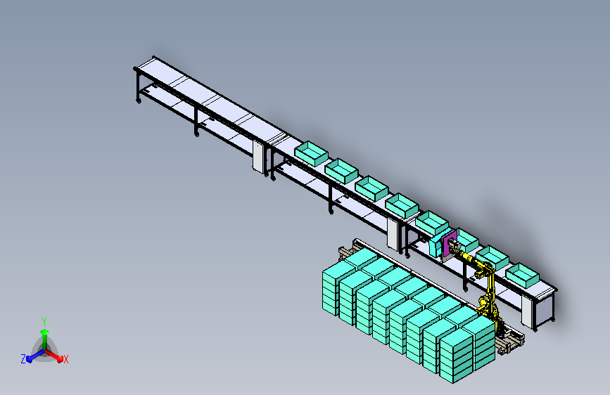 成品物料盒的机械手运输模型