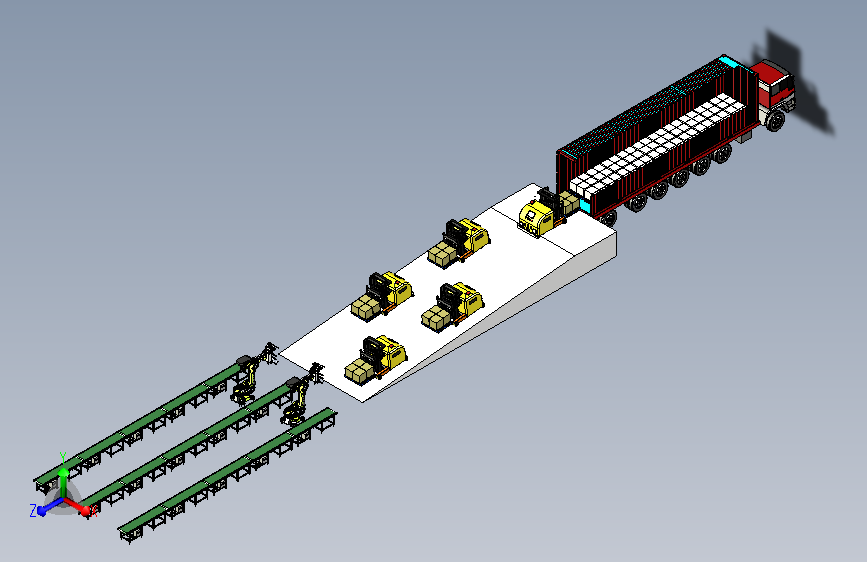 卡车快递叉车AGV卸货模拟