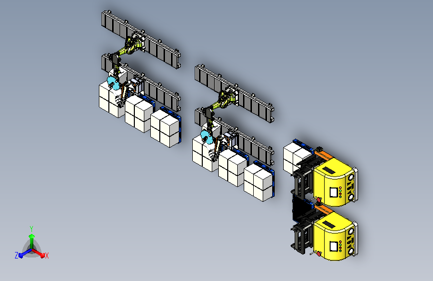 取料机械手与激光打刻机械手组合模拟