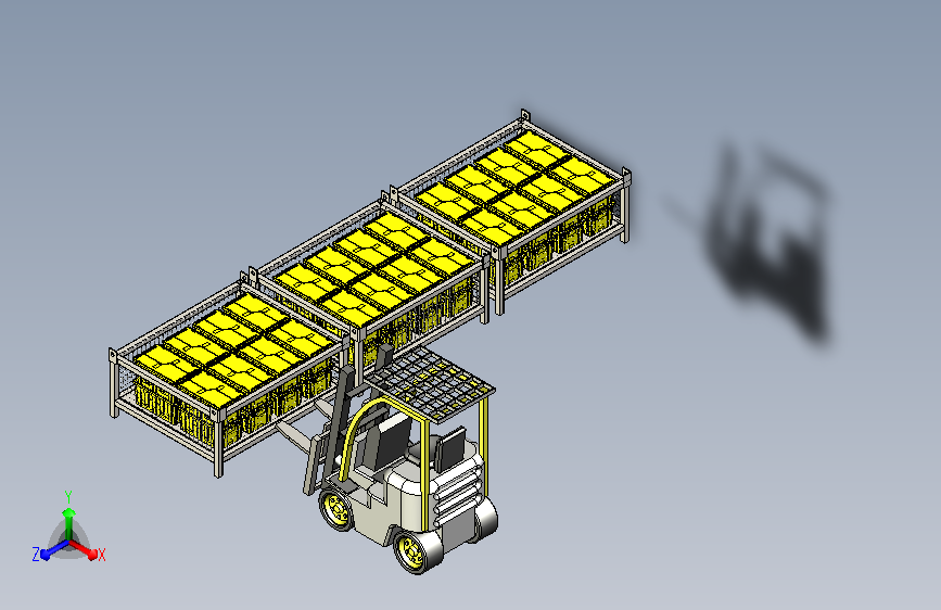 周转货架与叉车搬运模拟