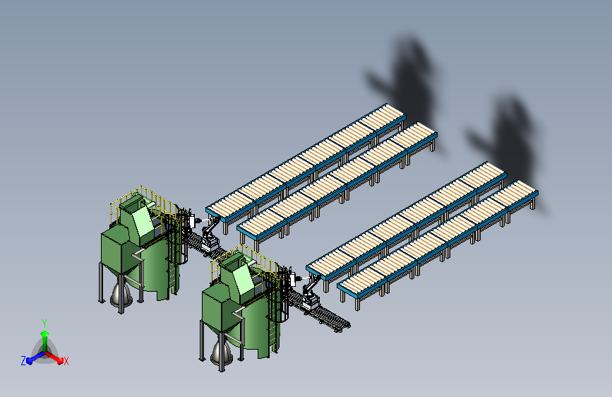 抓取机械手与抛丸机组合模拟