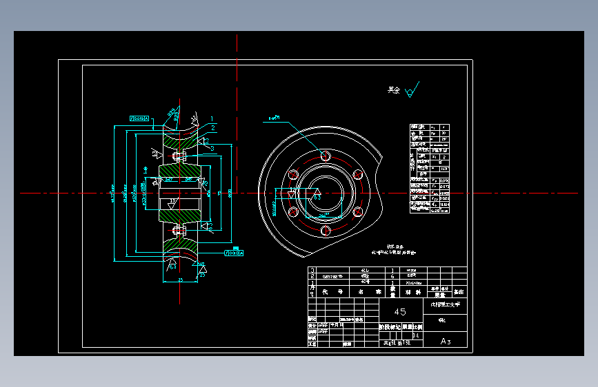 单级蜗轮蜗杆减速器CAD装配及零件图