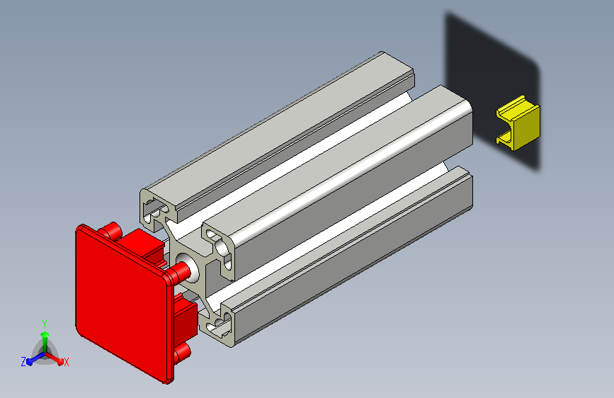 A0005649-T型槽铝型材 40x40 (N1755) 带端盖和电缆固定器