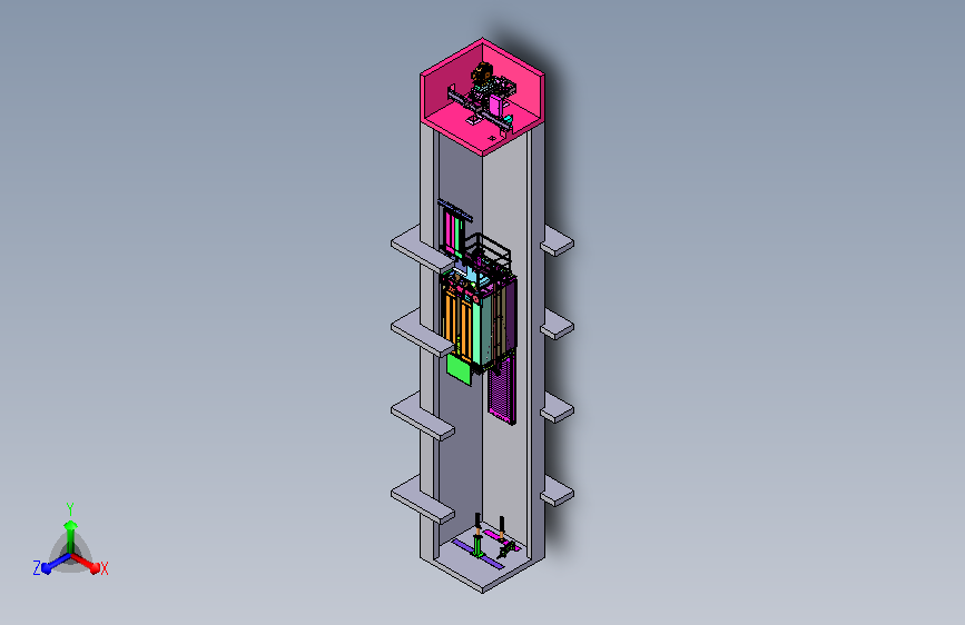 轿厢电梯三维建模图纸