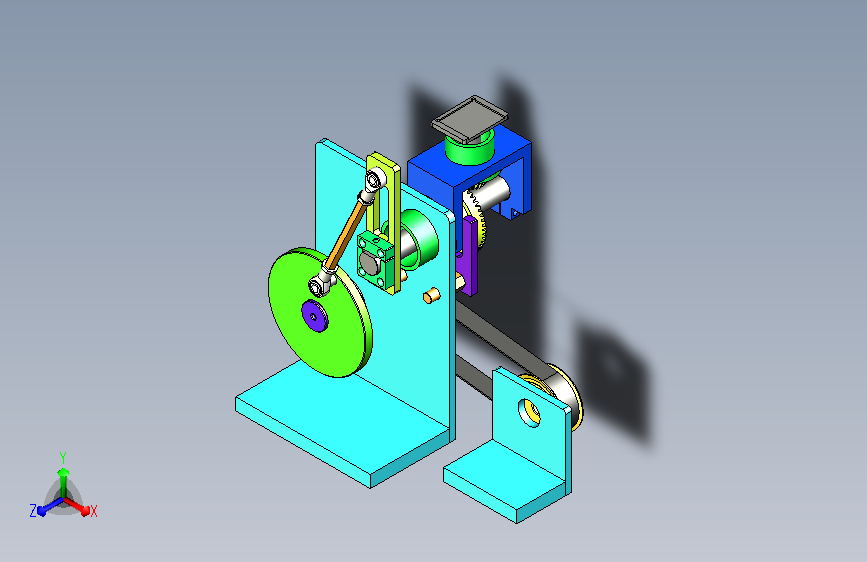 四杆机构+锥齿轮行星轮系机构