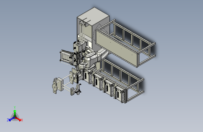 自动给料机车床3D模型图纸