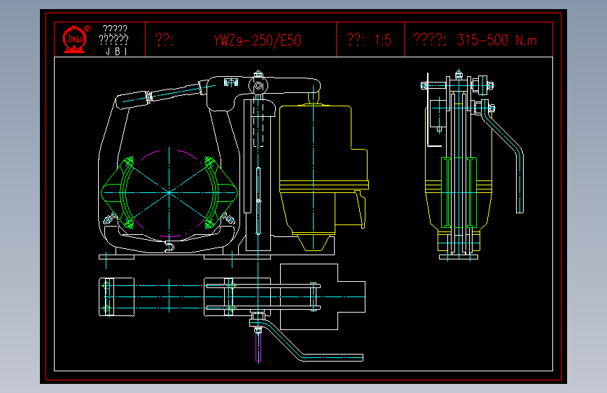 YWZ9系列电力液压块式制动器外形尺寸图