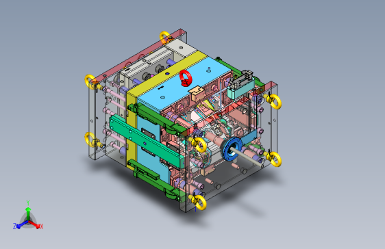 雅迪电动车车灯支架注塑模具设计-模具3D图