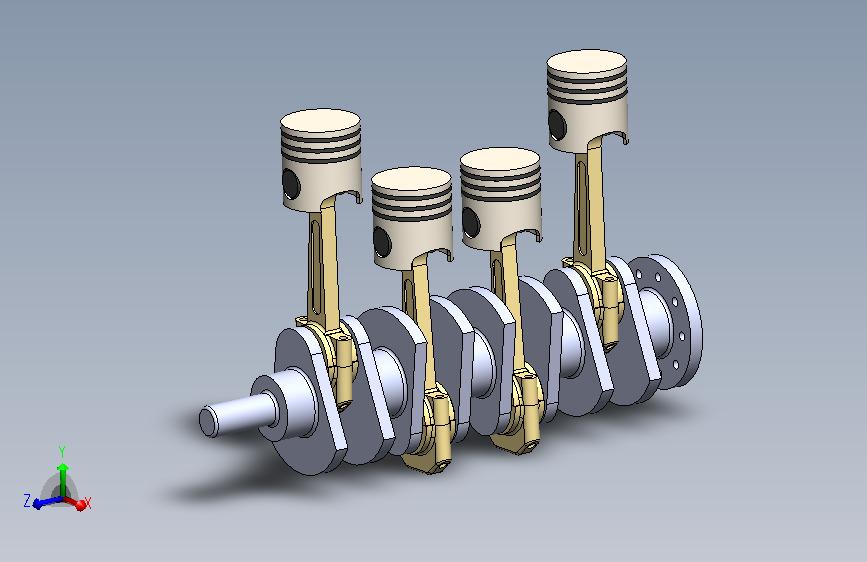 四缸活塞杆发动机