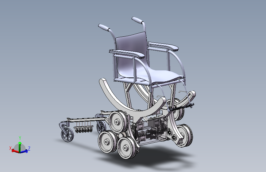 三星轮式可爬楼梯轮椅车设计【含三维SW+CAD图+文档】