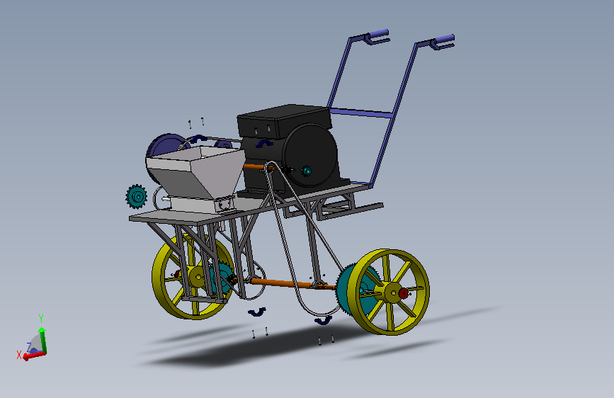 山地用小型荞麦播种机旋耕机构，播种机构，施肥机构的设计仿真【三维SW】