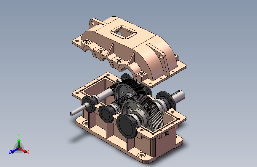 二级斜齿圆柱齿轮减速箱