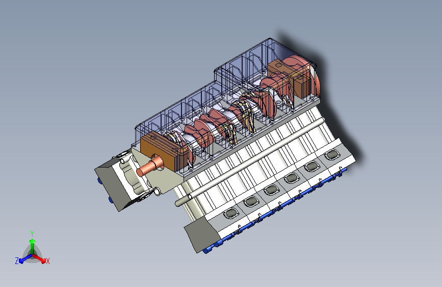 V12发动机三维模型