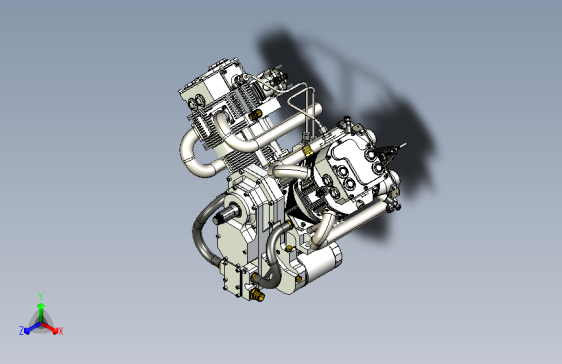 V型四气门双缸四冲程汽油发动机3D模型