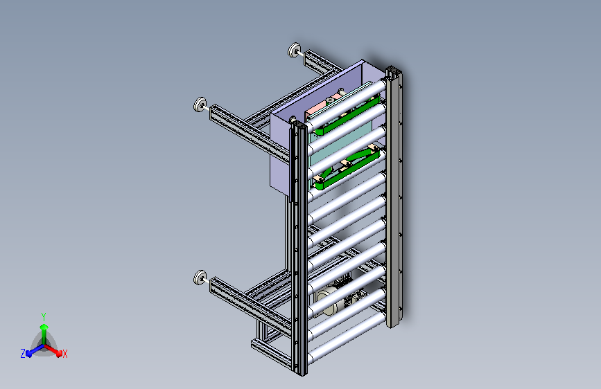 带转向机构的托辊输送线三维建模图纸