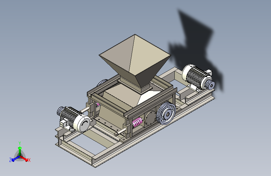 对琨（双动力）大功率对压破碎机3D模型