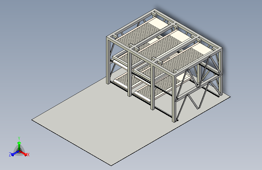 三层三列升降横移自动化立体车库三维图
