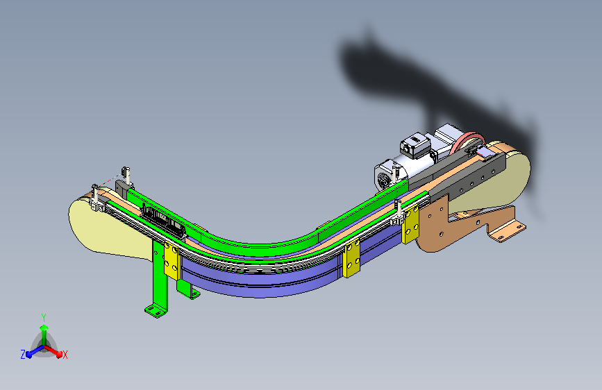 90度柔性链板转弯线3D模型