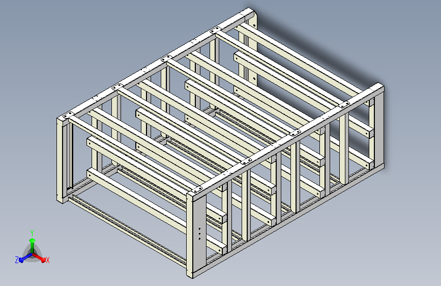 1100x580x1550-4层单列200ah-16电池架3D模型
