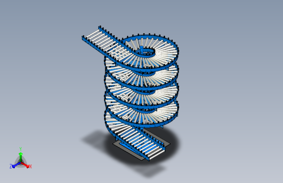 螺旋重力滚筒输送机3D模型