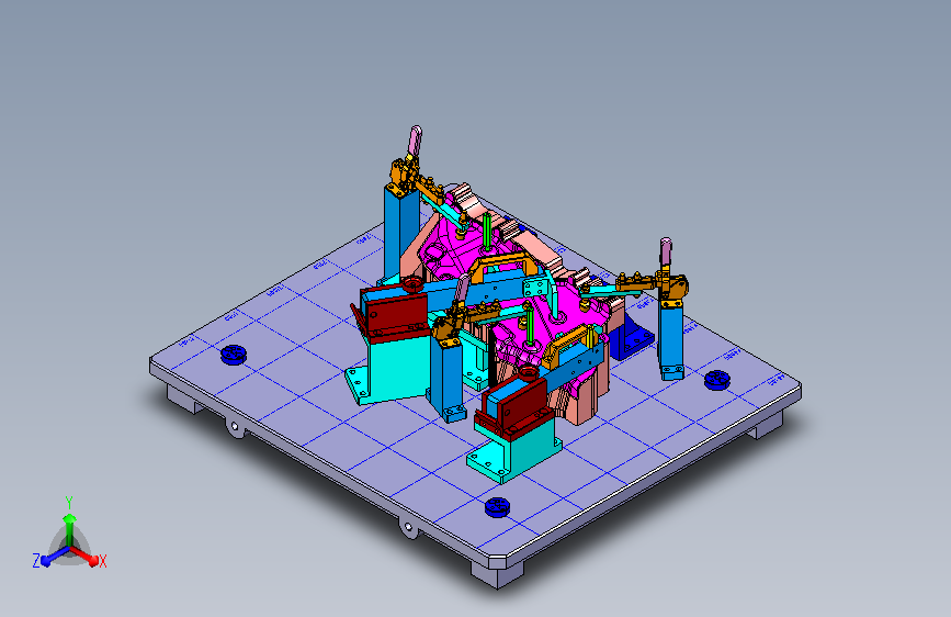 汽车冲压件摇杆内板检具三维设计3D模型