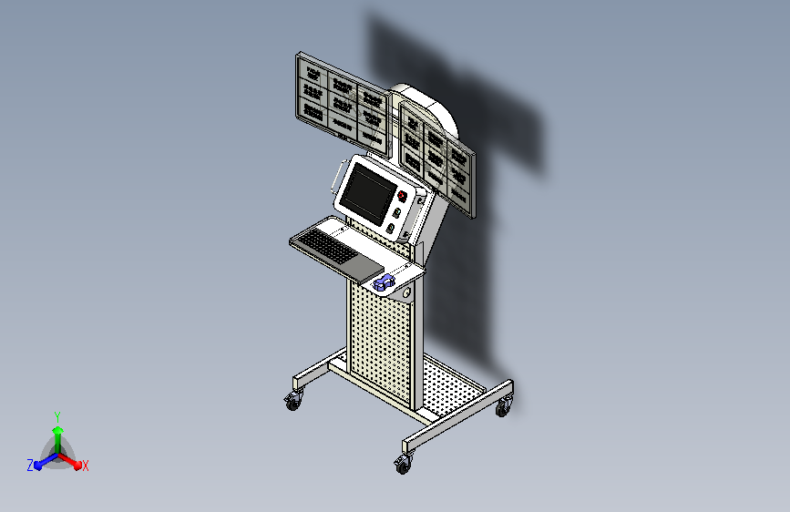 双显示器加plc控制屏移动台3D模型
