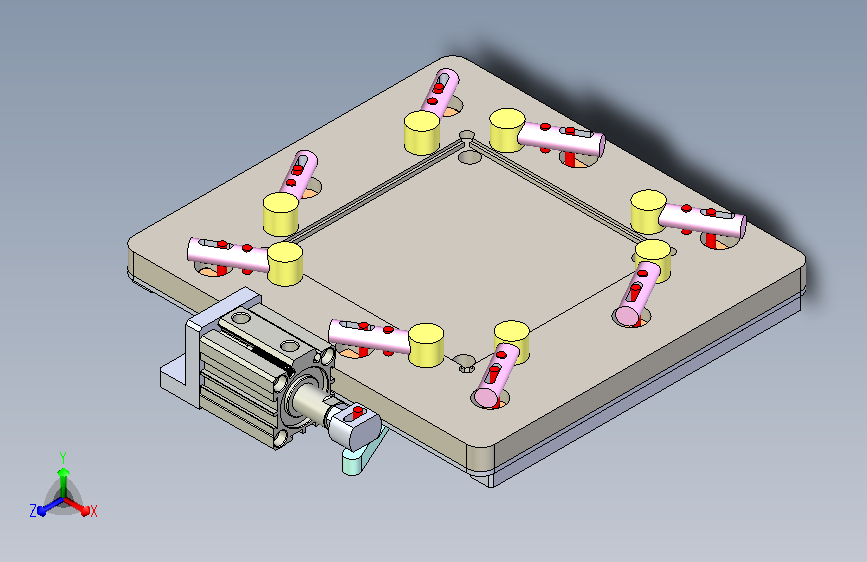 凸轮连杆夹紧机构3D模型