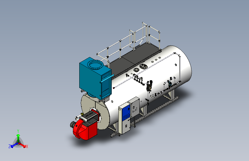 火管式锅炉详细3d模型