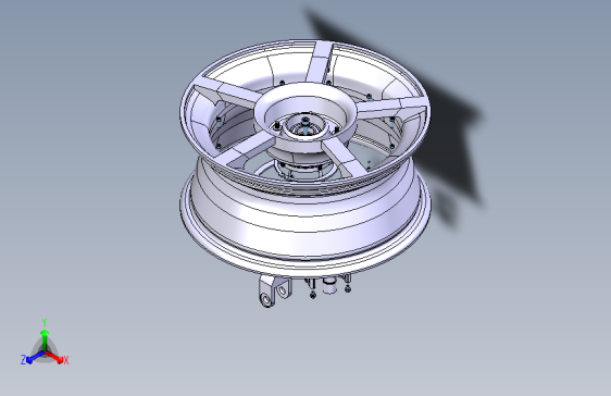 轮毂电机电动轮和浮钳盘式制动器三维模型