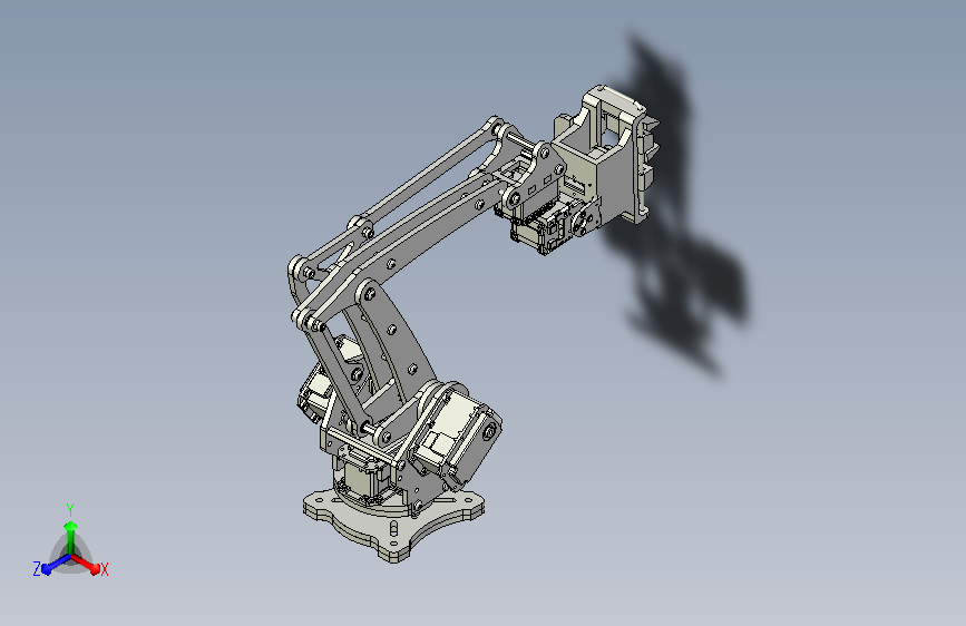 一款proe绘制多臂机械手模型