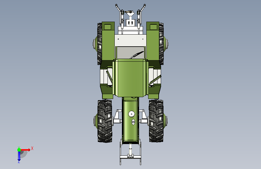 一款solidworks设计的奔驰拖拉机模型 俯视图