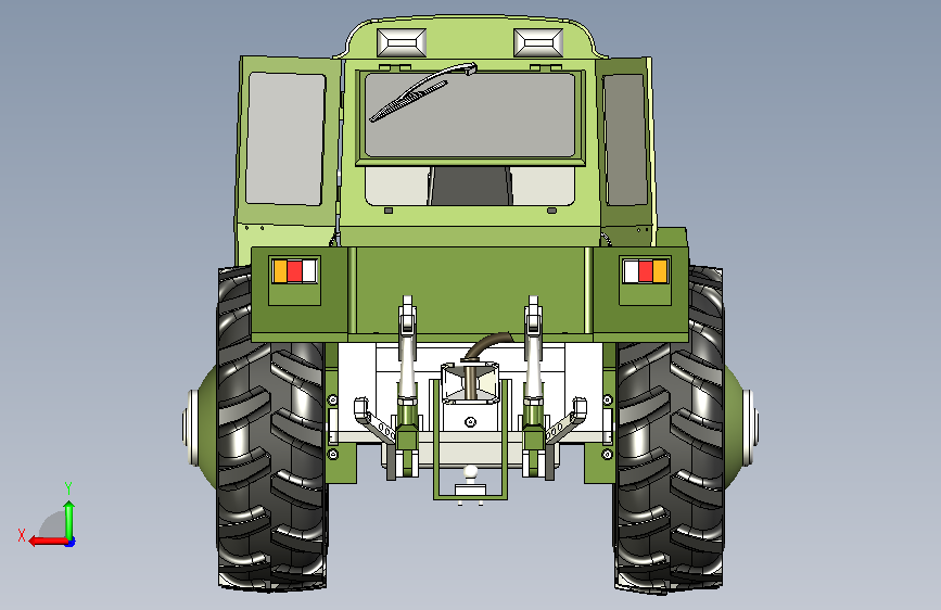 一款solidworks设计的奔驰拖拉机模型 背面视图