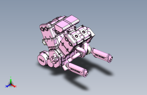 一款带涡轮增压双列四冲程发动机（四缸发动机）