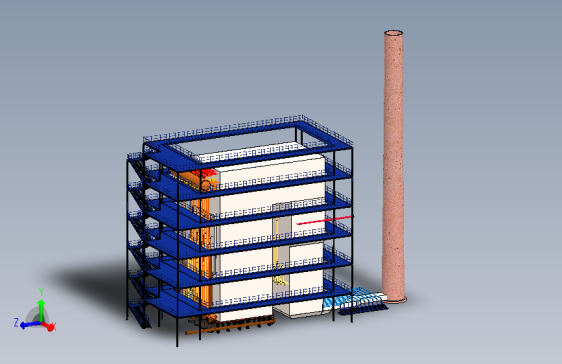 工业水管锅炉模型