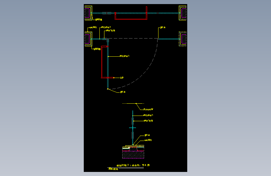 【标准门】淋浴房玻璃铰链门节点图（固定玻璃）