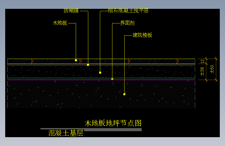 【地坪】木地板地坪节点图（混凝土基层）
