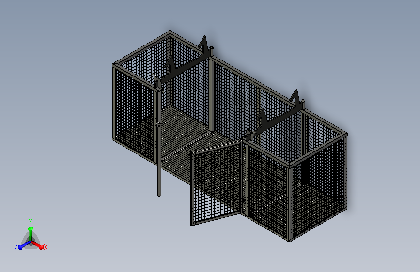 带门钢制护栏三维模型