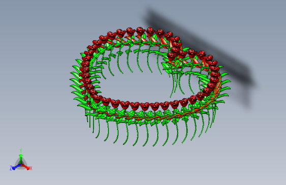 玫瑰花零件图以及由其装配组成的爱心花束