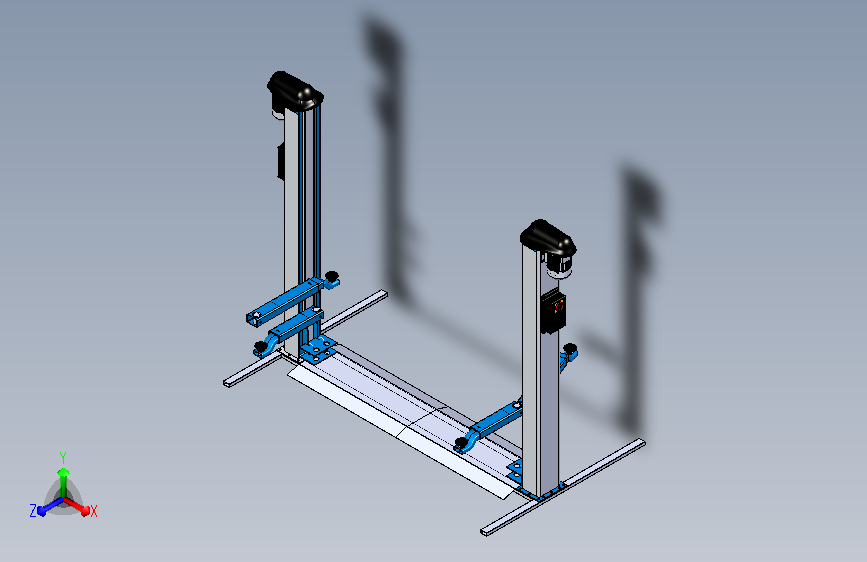 双柱式汽车举升机三维模型
