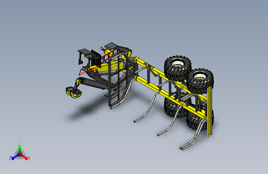 木头砍伐装载拖车3D数模图纸