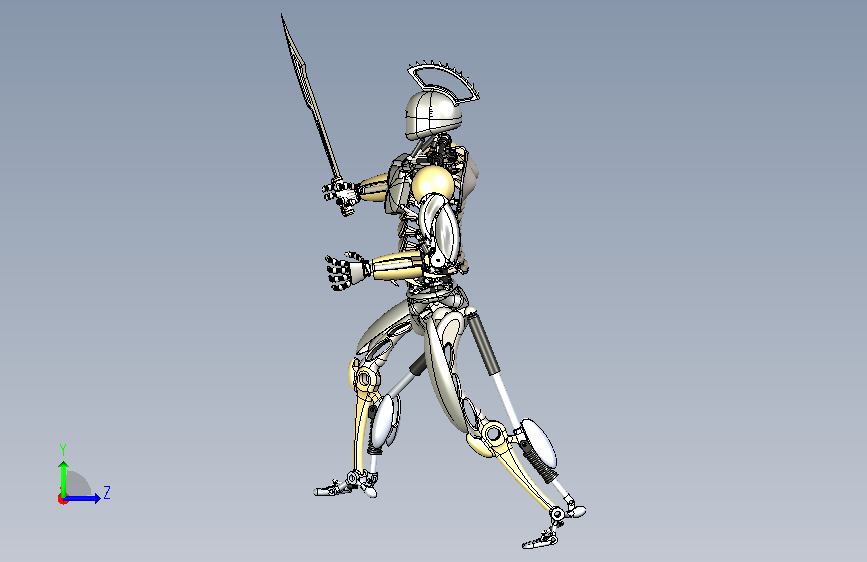 仿人形武士机器人模型 左侧视图