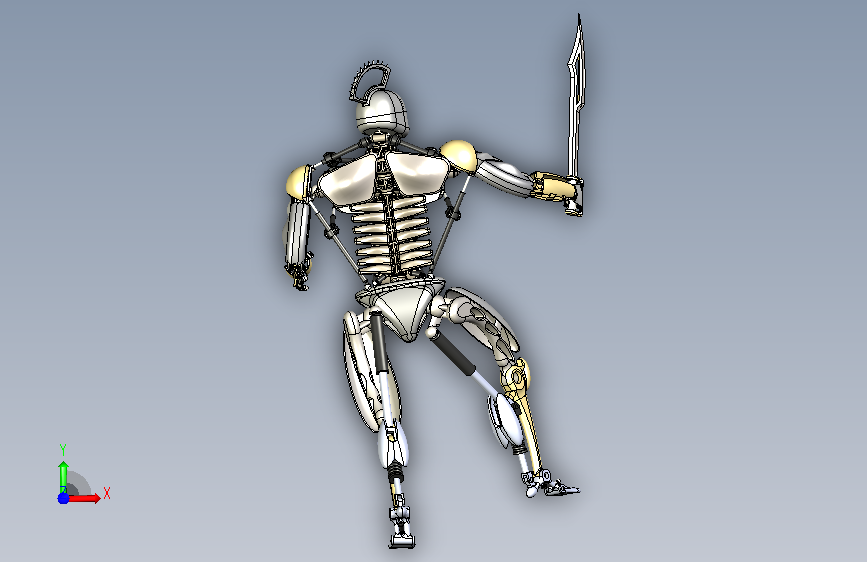 仿人形武士机器人模型 正面视图