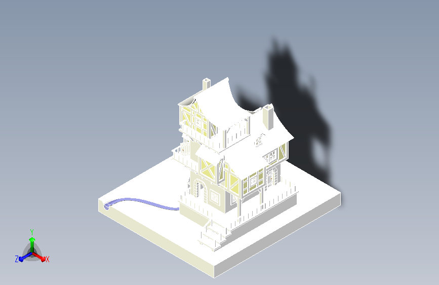 古代磨坊楼模型