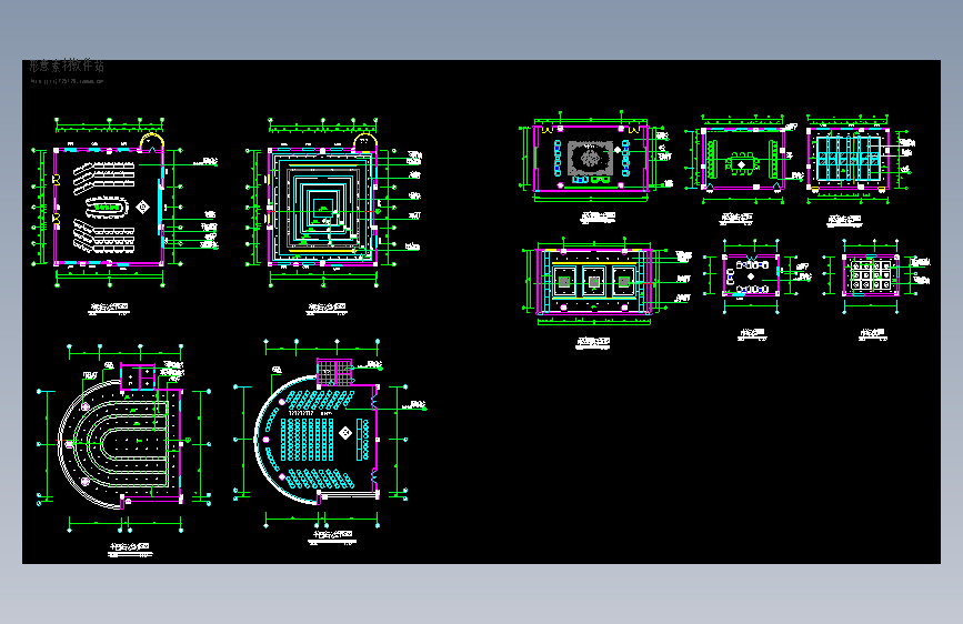 市政府办公楼多个会议室平面图