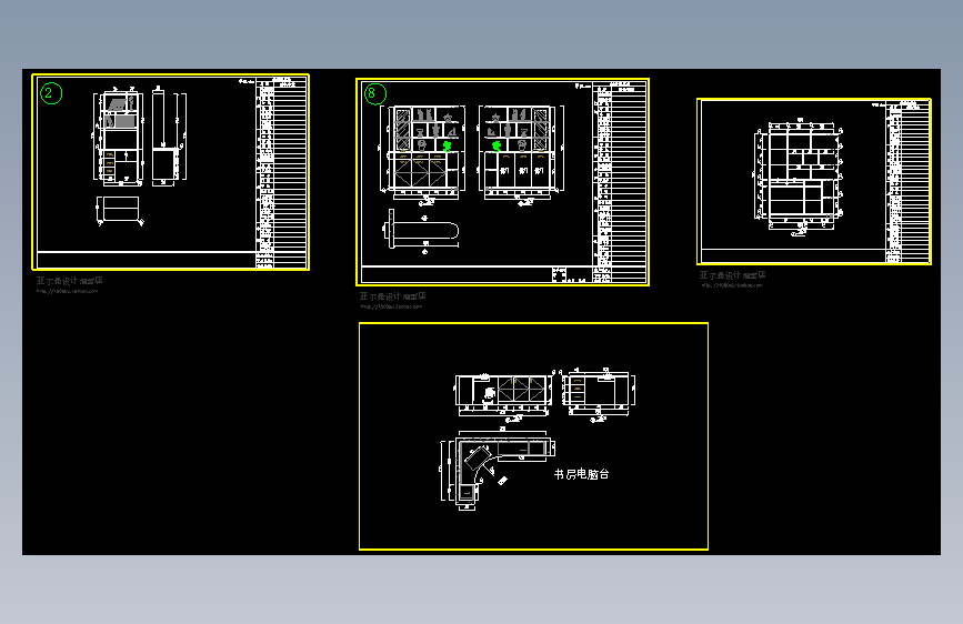 四套书柜书架CAD图纸