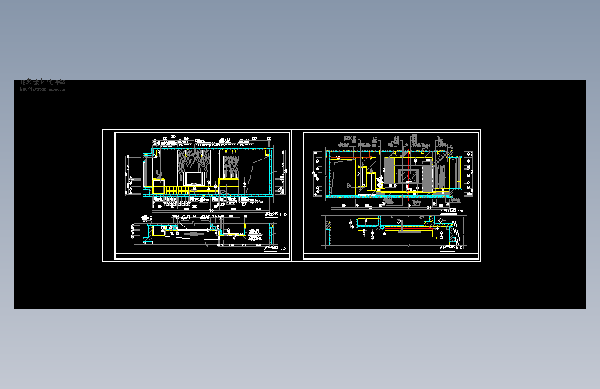 现代电视墙立面图