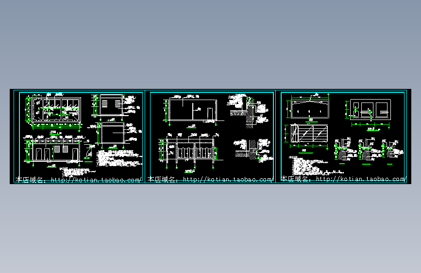 长8.64米 宽4.14米 1层砖混结构公共厕所方案（一层平面 四立面 剖面 基础平面布置图）
