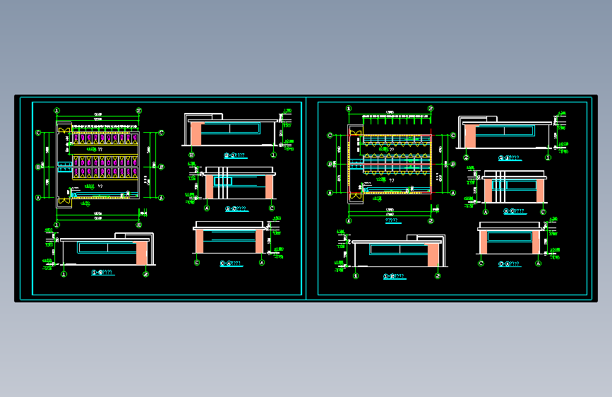 长12米 宽9.5和8.4米 二个一层公厕方案（含每个公厕的平面布置图 四个立面图）