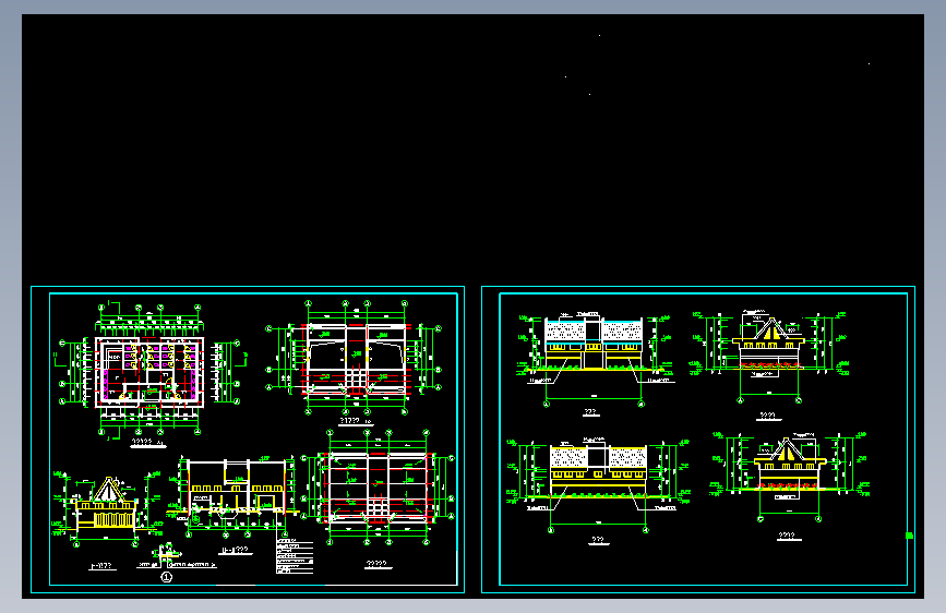 长13.2米 宽8米 1层意大利风格公厕（首层平面 天面平面 四个立面 二个剖面）