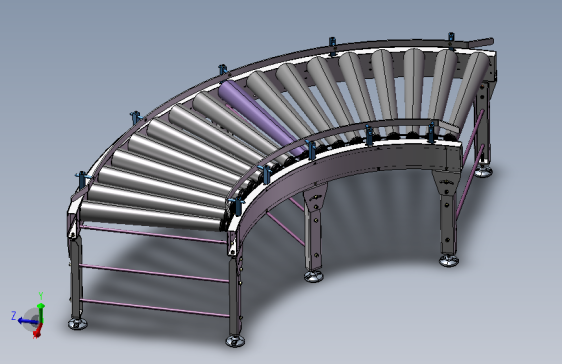 0.64米宽转弯无动力滚筒输送机